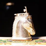 Vintage CMC New York Silver Plated Horse Head Table Lighter, Made In Occupied Japan, Collectible Butane Lighter, NOT TESTED, 2 3/4"