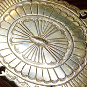 Vintage Signed Martinez Sterling Silver Navajo Belt Buckle, Huge Hammered Silver Concho Buckle, Native American Old Pawn, 4" W x 3" L