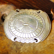 Vintage Signed Martinez Sterling Silver Navajo Belt Buckle, Huge Hammered Silver Concho Buckle, Native American Old Pawn, 4" W x 3" L