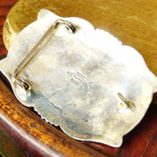Vintage Signed Navajo Martinez Sterling Silver Turquoise Belt Buckle, Hammered Silver Concho Buckle, Native American Old Pawn, 3 1/2" W