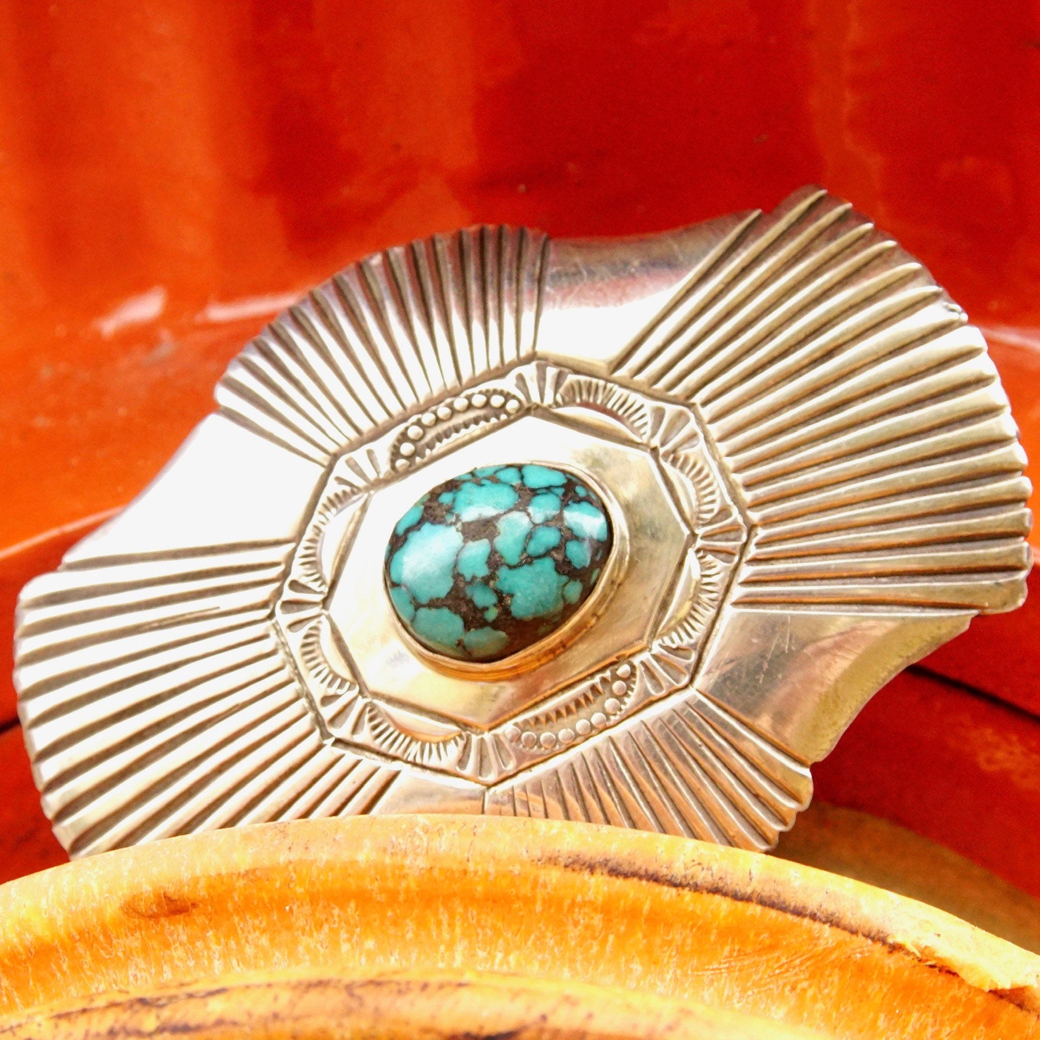 Vintage Signed Navajo Martinez Sterling Silver Turquoise Belt Buckle, Ornate Silver Buckle With Accent Turquoise, Old Pawn Jewelry, 3"W