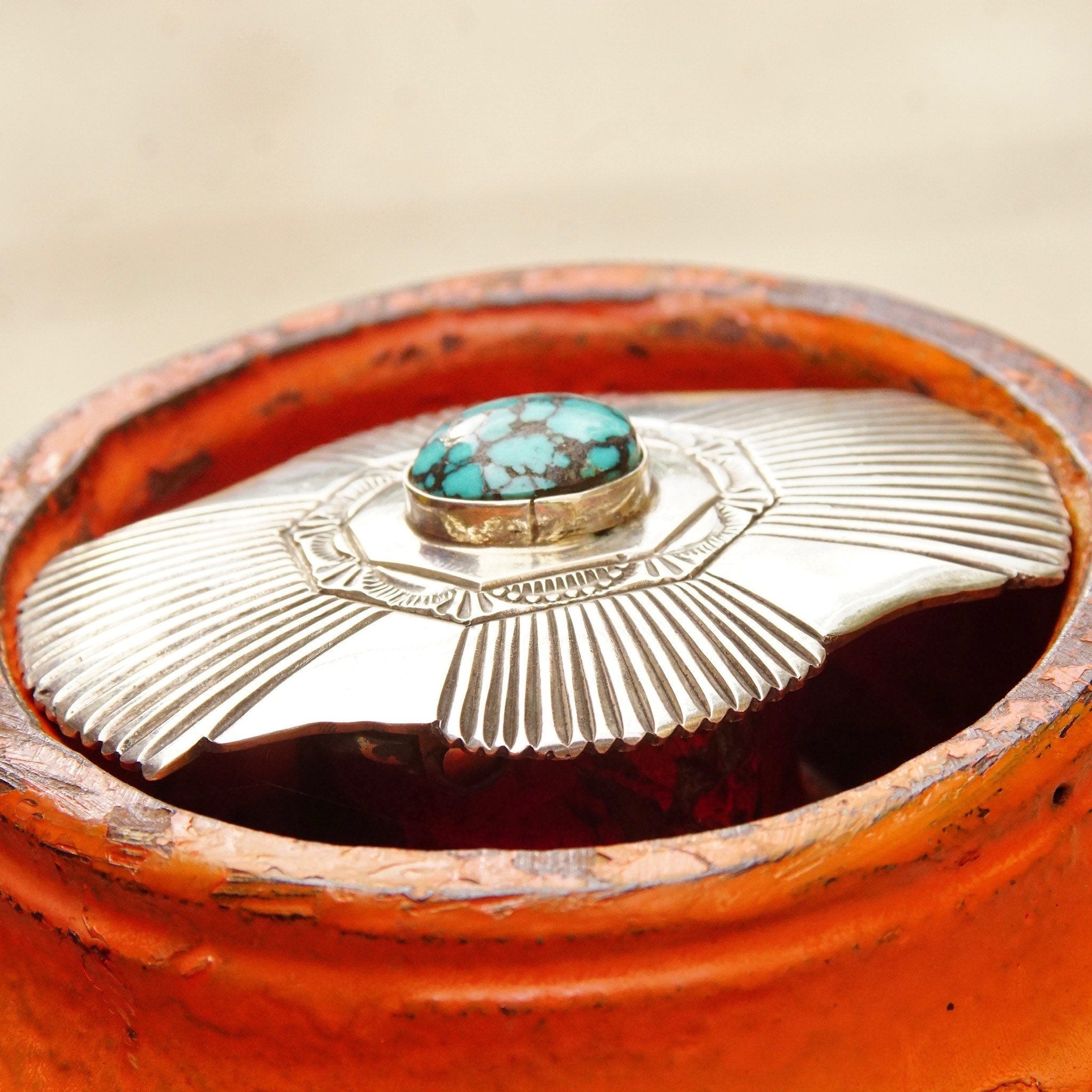 Vintage Signed Navajo Martinez Sterling Silver Turquoise Belt Buckle, Ornate Silver Buckle With Accent Turquoise, Old Pawn Jewelry, 3"W