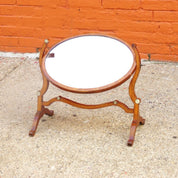 Antique Hepplewhite Style Mahogany Dressing Table Cheval Mirror W/ Accent Ivory Details, Ornate Oval Tilt Mirror, Boudoir Vanity Mirror