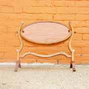 Antique Hepplewhite Style Mahogany Dressing Table Cheval Mirror W/ Accent Ivory Details, Ornate Oval Tilt Mirror, Boudoir Vanity Mirror