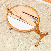 Antique Hepplewhite Style Mahogany Dressing Table Cheval Mirror W/ Accent Ivory Details, Ornate Oval Tilt Mirror, Boudoir Vanity Mirror