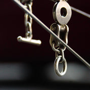 Vintage TAXCO Sterling Silver Biker Chain Link Bracelet, Heavy Silver Chain Bracelet With Alternating Circular Links, Toggle Clasp, 9 1/2" L