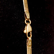 Vintage Italian 14K Yellow Gold Herringbone Chain Necklace, Minimalist Unisex Gold Necklace, 3mm Flat Herringbone Chain, 20" Long