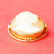 Victorian 14K Yellow Gold Cameo Brooch/Pendant, Beautiful Antique Cameo Pin, Classic Relief Carving, Gold Drop Setting, 1 5/8 L