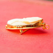 Victorian 14K Yellow Gold Cameo Brooch/Pendant, Beautiful Antique Cameo Pin, Classic Relief Carving, Gold Drop Setting, 1 5/8 L