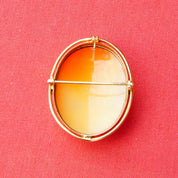 Victorian 14K Yellow Gold Cameo Brooch/Pendant, Beautiful Antique Cameo Pin, Classic Relief Carving, Gold Drop Setting, 1 5/8 L