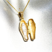 Vintage Gold Plated Sterling Silver Egyptian Sarcophagus Charm Pendant, Hinged Gold Pharaoh Coffin With Silver Mummy Inside, 36mm x 12mm