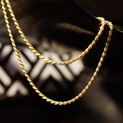 Vintage 14K Yellow Gold Rope Chain Necklace, Unisex Yellow Gold Chain, 2.5mm Rope Chain, 14K Pendant Rope Chain, 585 Jewelry, 24" Long