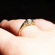 Vintage Art Deco 14K Gold Filigree Diamond Ring, Dazzling .25 CT Brilliant Cut Diamond, Antique Engagement Ring, 585 Yellow Gold, Size 8 US