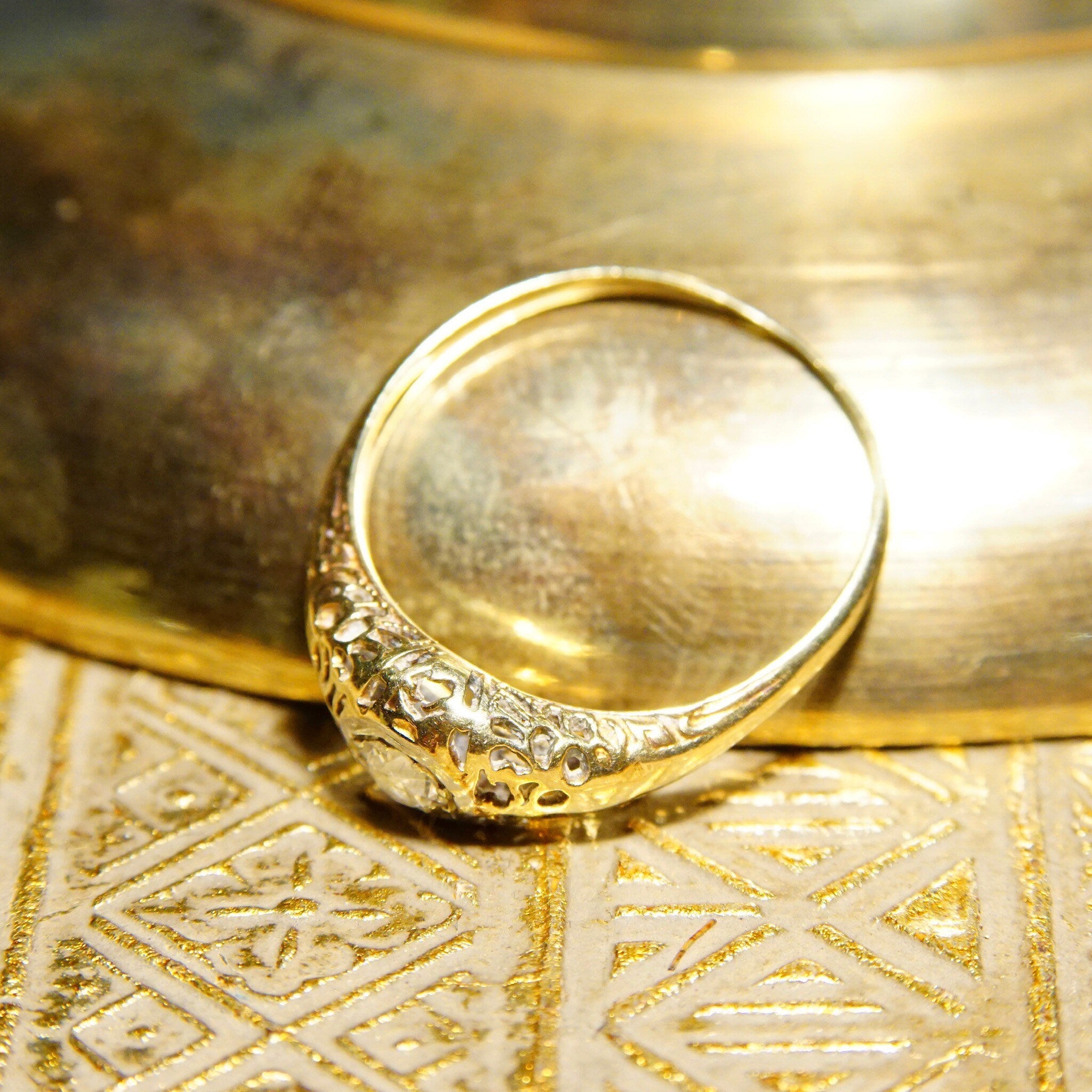 Vintage Art Deco 14K Gold Filigree Diamond Ring, Dazzling .25 CT Brilliant Cut Diamond, Antique Engagement Ring, 585 Yellow Gold, Size 8 US