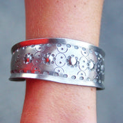 Vintage Signed Jorgen Jensen 158 Pewter Cuff Bracelet, Handmade Danish Pewter Cuff, Modernist Repousse Cuff Bracelet, Wide, 6 1/4 L