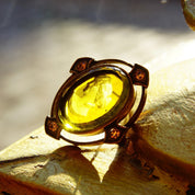 Vintage Extasia Hand Pressed Glass Intaglio Cameo Drop Earrings, Transparent Yellow Glass Cameos, French Hook Earrings, Signed EXT, 7/8 L