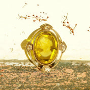 Vintage Extasia Hand Pressed Glass Intaglio Cameo Drop Earrings, Transparent Yellow Glass Cameos, French Hook Earrings, Signed EXT, 7/8 L