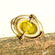 Vintage Extasia Hand Pressed Glass Intaglio Cameo Drop Earrings, Transparent Yellow Glass Cameos, French Hook Earrings, Signed EXT, 7/8 L
