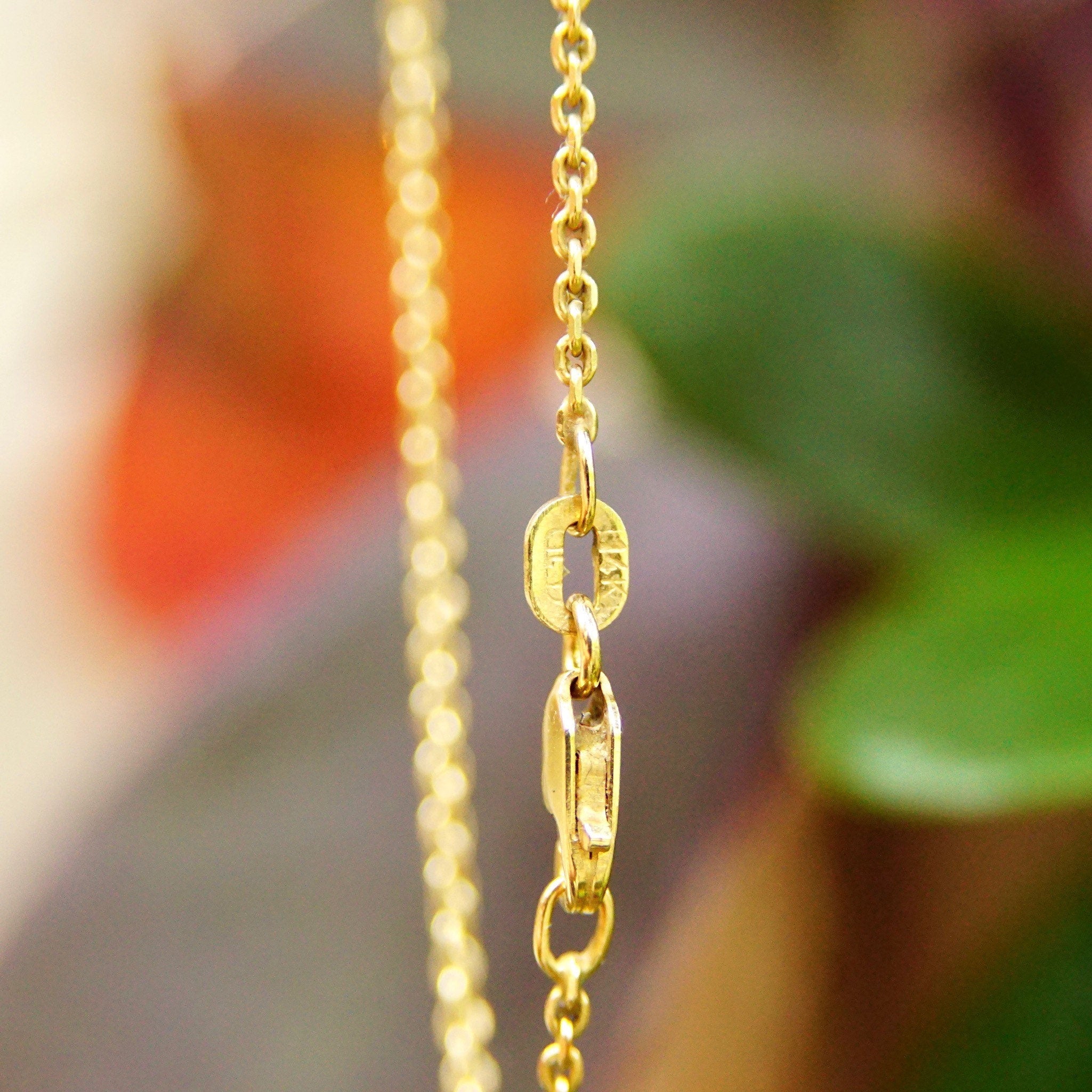 Vintage 14K Gold Cable Chain Necklace, 1mm Yellow Gold Chain, Unisex Necklace, Minimalist, 585 Jewelry, 16 1/4" L