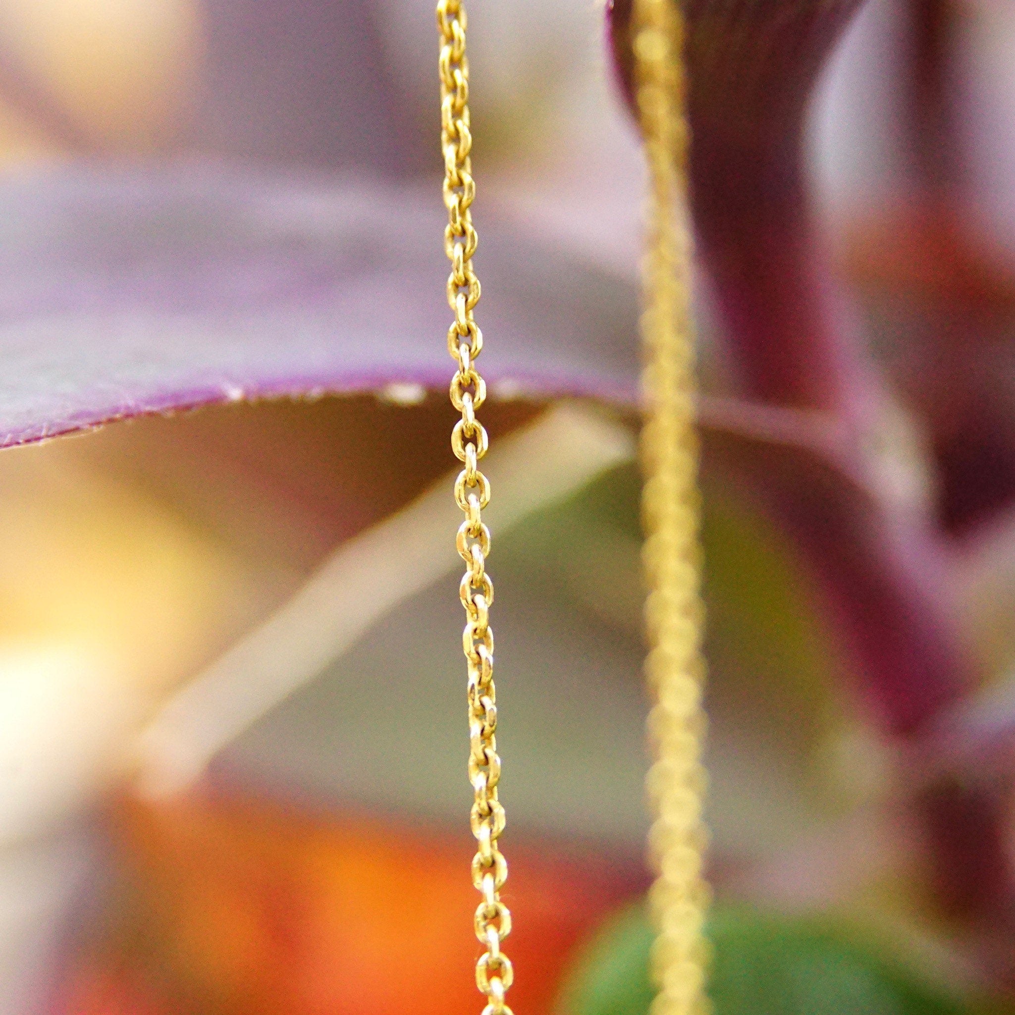 Vintage 14K Gold Cable Chain Necklace, 1mm Yellow Gold Chain, Unisex Necklace, Minimalist, 585 Jewelry, 16 1/4" L