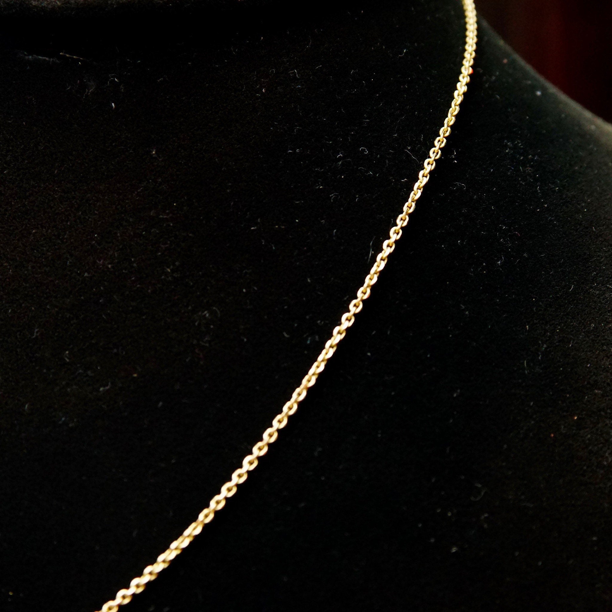 Vintage 14K Gold Cable Chain Necklace, 1mm Yellow Gold Chain, Unisex Necklace, Minimalist, 585 Jewelry, 16 1/4" L