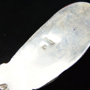 Vintage Signed Native American Sterling Silver Turquoise Pendant, E Sterling, Large Blue Turquoise Stone, Silver Leaf & Berry Design, 2 3/4"