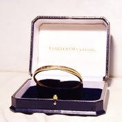 Vintage 14K Gold Diamond Bangle Bracelet, Yellow Gold Criss Cross Bangle With Accent Diamonds, .06 CT Brilliant Diamonds, 6 1/4" L