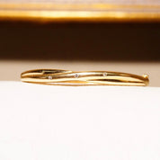 Vintage 14K Gold Diamond Bangle Bracelet, Yellow Gold Criss Cross Bangle With Accent Diamonds, .06 CT Brilliant Diamonds, 6 1/4" L
