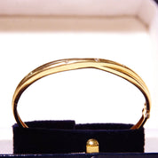 Vintage 14K Gold Diamond Bangle Bracelet, Yellow Gold Criss Cross Bangle With Accent Diamonds, .06 CT Brilliant Diamonds, 6 1/4" L