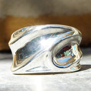 Vintage Charles Kyprell Modernist Sterling Silver Sculptural Cuff Bracelet, Shiny Silver Ripple/Wave Cuff, Wide Cuff Bracelet, 5 3/4" L