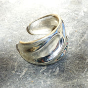 Vintage Charles Kyprell Modernist Sterling Silver Sculptural Cuff Bracelet, Shiny Silver Ripple/Wave Cuff, Wide Cuff Bracelet, 5 3/4" L