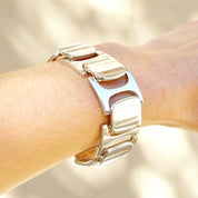 Vintage Signed Bent Knudsen Denmark Sterling Silver Bracelet No. 77, Heavy Silver Link Bracelet, Modernist Scandinavian Jewelry, 7" Long