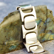 Vintage Signed Bent Knudsen Denmark Sterling Silver Bracelet No. 77, Heavy Silver Link Bracelet, Modernist Scandinavian Jewelry, 7" Long