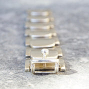 Vintage Signed Bent Knudsen Denmark Sterling Silver Bracelet No. 77, Heavy Silver Link Bracelet, Modernist Scandinavian Jewelry, 7" Long
