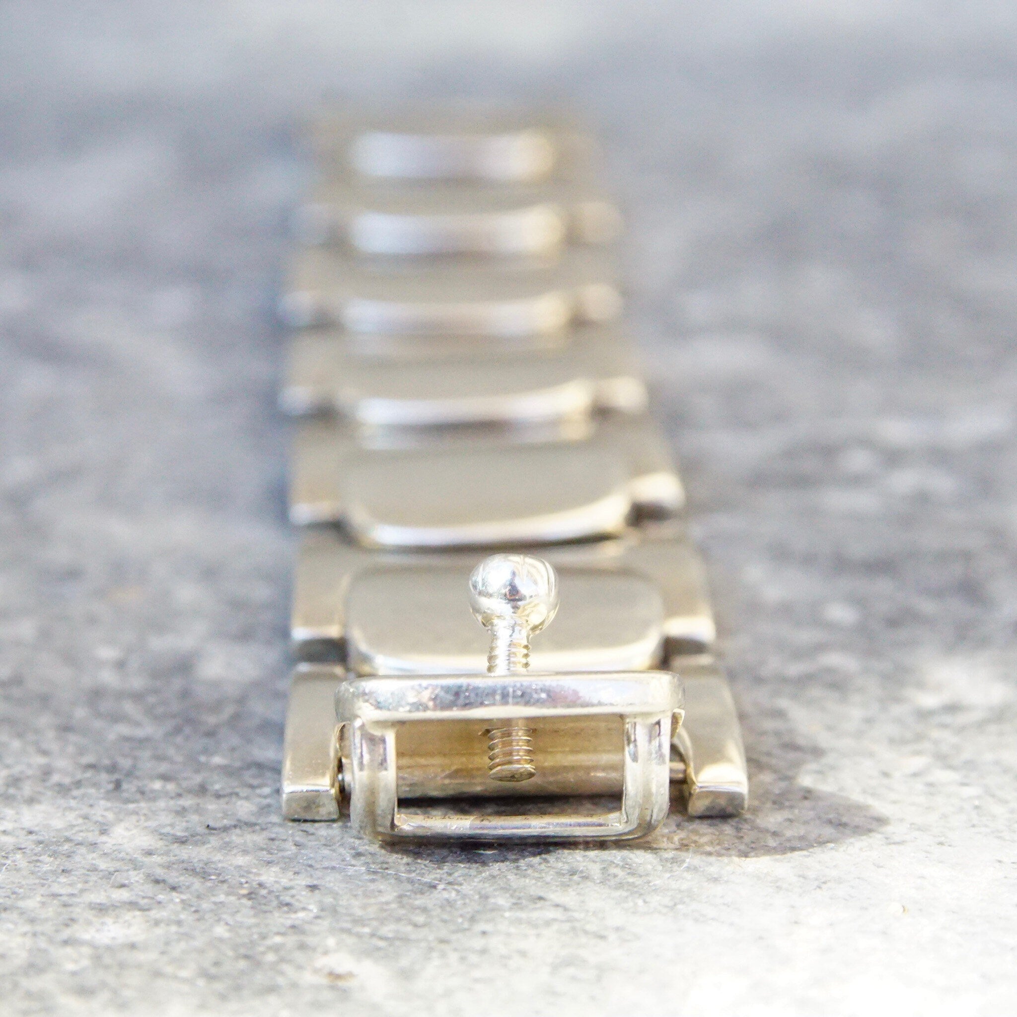 Vintage Signed Bent Knudsen Denmark Sterling Silver Bracelet No. 77, Heavy Silver Link Bracelet, Modernist Scandinavian Jewelry, 7" Long