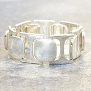 Vintage Signed Bent Knudsen Denmark Sterling Silver Bracelet No. 77, Heavy Silver Link Bracelet, Modernist Scandinavian Jewelry, 7" Long