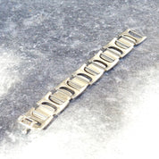 Vintage Signed Bent Knudsen Denmark Sterling Silver Bracelet No. 77, Heavy Silver Link Bracelet, Modernist Scandinavian Jewelry, 7" Long