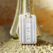 Retired 2003 Tiffany & Co. 925 Atlas Pendant, Solid Sterling Silver Dog Tag Style Pendant, Roman Numerals, NO CHAIN or BOX, 1 3/8" L