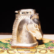 Vintage CMC New York Silver Plated Horse Head Table Lighter, Made In Occupied Japan, Collectible Butane Lighter, NOT TESTED, 2 3/4"