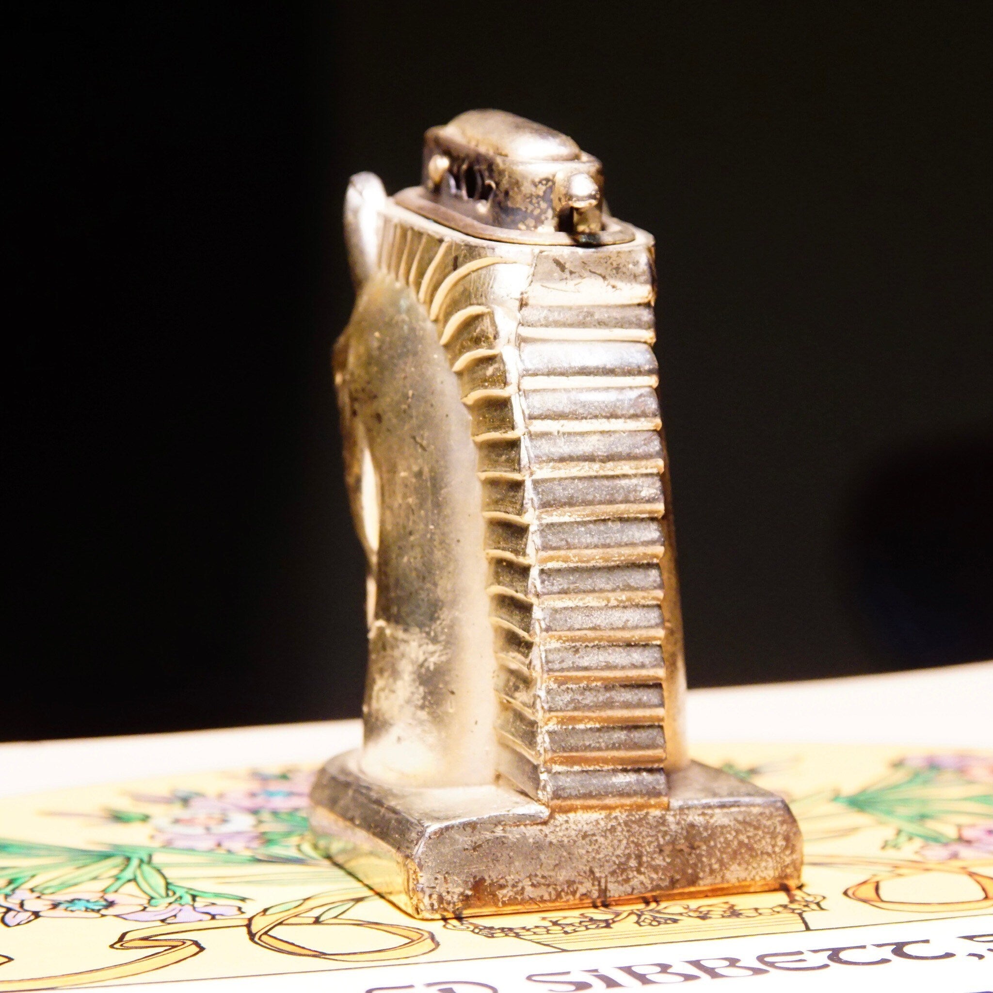 Vintage CMC New York Silver Plated Horse Head Table Lighter, Made In Occupied Japan, Collectible Butane Lighter, NOT TESTED, 2 3/4"