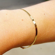 Vintage 14K Yellow Gold Herringbone Bracelet, 4mm Flat Herringbone Chain, Minimalist Solid Gold Bracelet, Unisex, 585 Jewelry, 7 1/8 Long