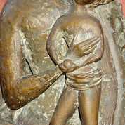 Vintage Signed Toni Furlan Mother Mary & Baby Jesus Bronze Sculpture, Italian Abstract Modernist Stylized Religious Statue, 36" H