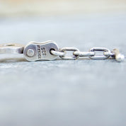 Vintage TAXCO Sterling Silver Biker Chain Link Bracelet, Heavy Silver Chain Bracelet With Alternating Circular Links, Toggle Clasp, 9 1/2" L