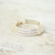 Vintage Sterling Silver Multi Row Link Bracelet, Thick Chain Mail Bracelet, Articulated Link Bracelet, 7 3/4 L