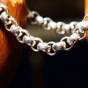 Vintage .999 Fine Silver Rolo Link Bracelet, 1/4" Round Links, Heavy Silver Chain Bracelet, USA .999, 8 1/4" L