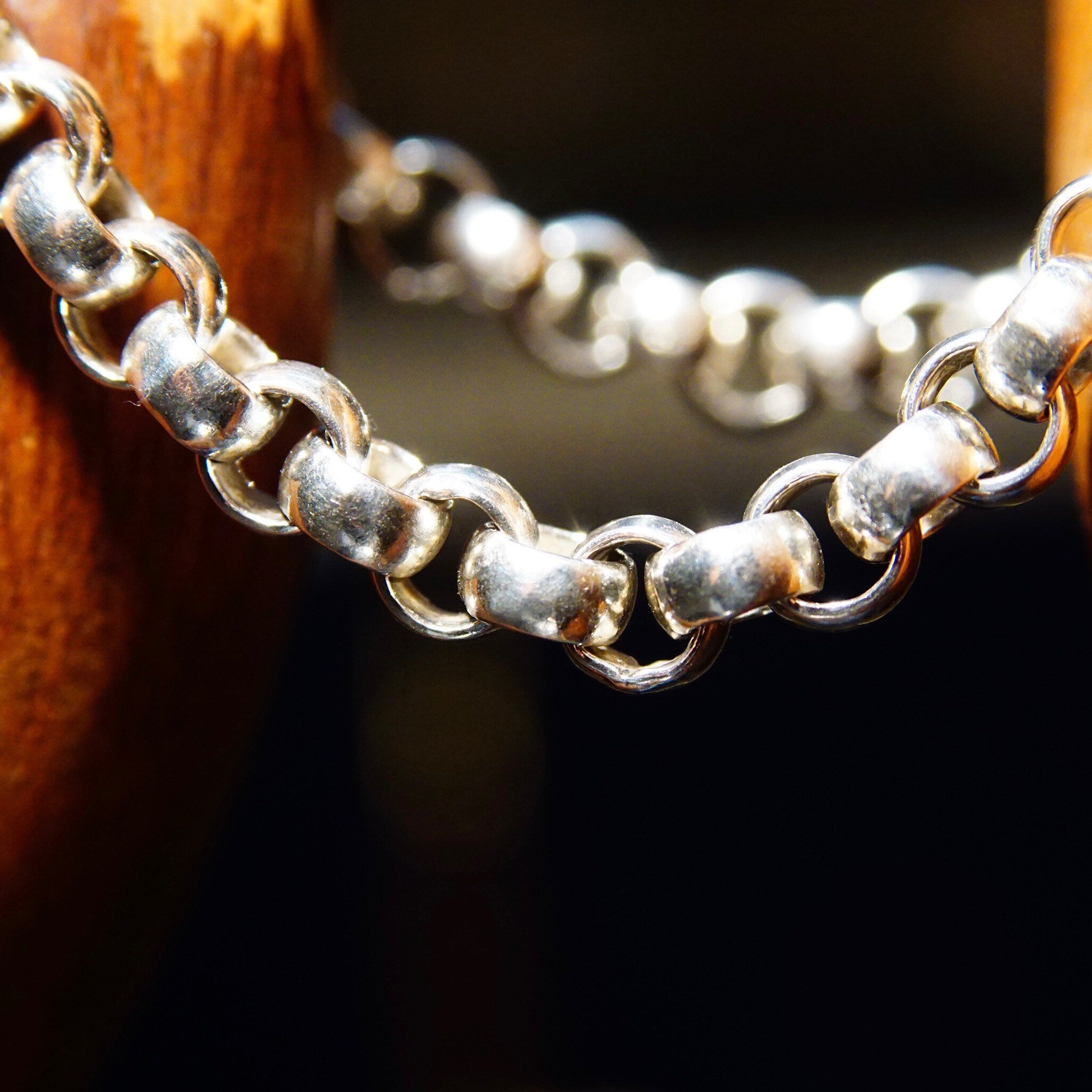 Vintage .999 Fine Silver Rolo Link Bracelet, 1/4" Round Links, Heavy Silver Chain Bracelet, USA .999, 8 1/4" L
