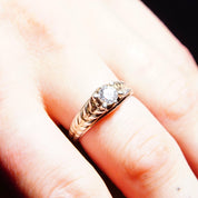 Vintage Braided Sterling Silver & Brilliant CZ Diamond Ring, .45CT Simulated Diamond Solitaire Ring, Textured Silver Band, Size 9 1/4 US
