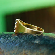 Vintage 14K Gold Diamond Ring, 4 Brilliant Diamonds In Single Row Setting, .06 TCW, Wide Tapered Gold Band, Size 6 3/4 US
