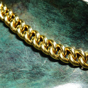 Vintage Italian 18K Gold Repousse Flower Cameo & Amethyst Cuban Link Chain Necklace, Chunky Yellow Gold Hollow Link Chain, 750 17" L