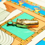 Vintage Gold Plated Sterling Silver Egyptian Sarcophagus Charm Pendant, Hinged Gold Pharaoh Coffin With Silver Mummy Inside, 36mm x 12mm